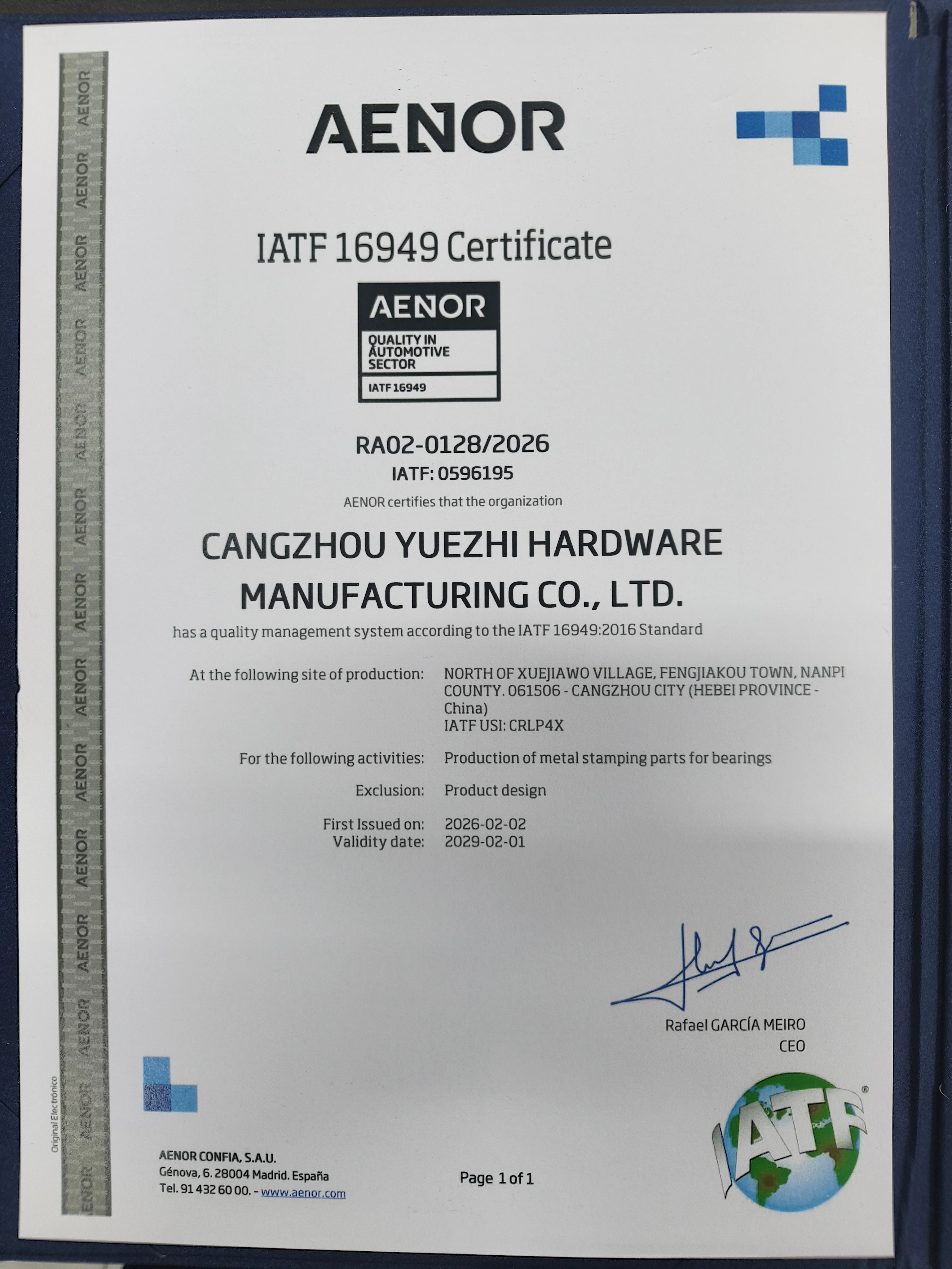ISO 9001 Certificate